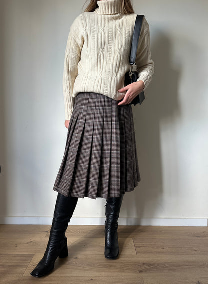 Grey and brown pleated skirt