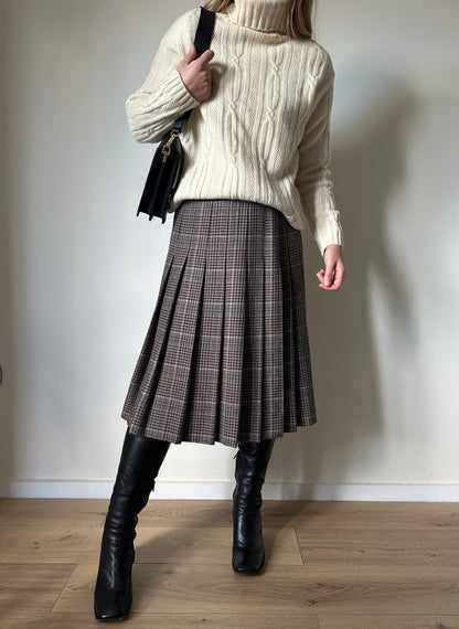 Grey and brown pleated skirt