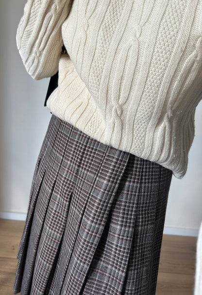 Grey and brown pleated skirt