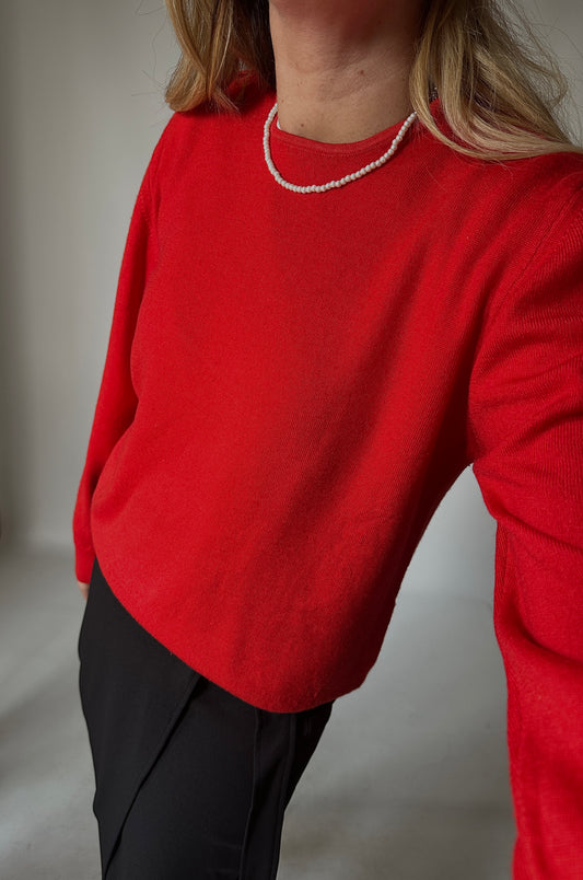 Pure virgin wool red pullover