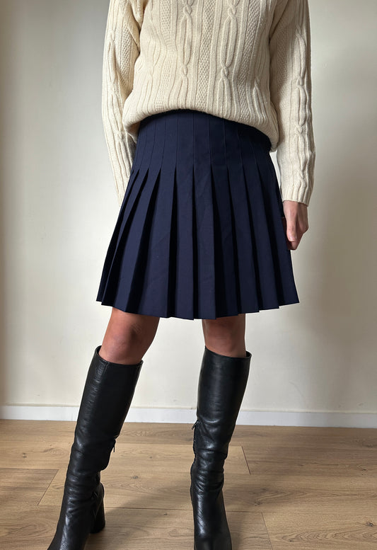 Mini pleated wool skirt