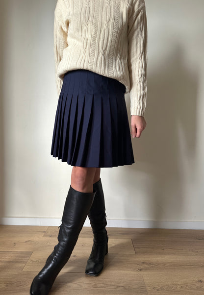 Mini pleated wool skirt