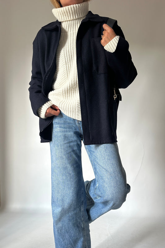 Utility wool navy jacket