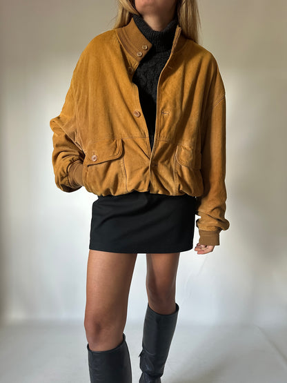 Caramel suede bomber