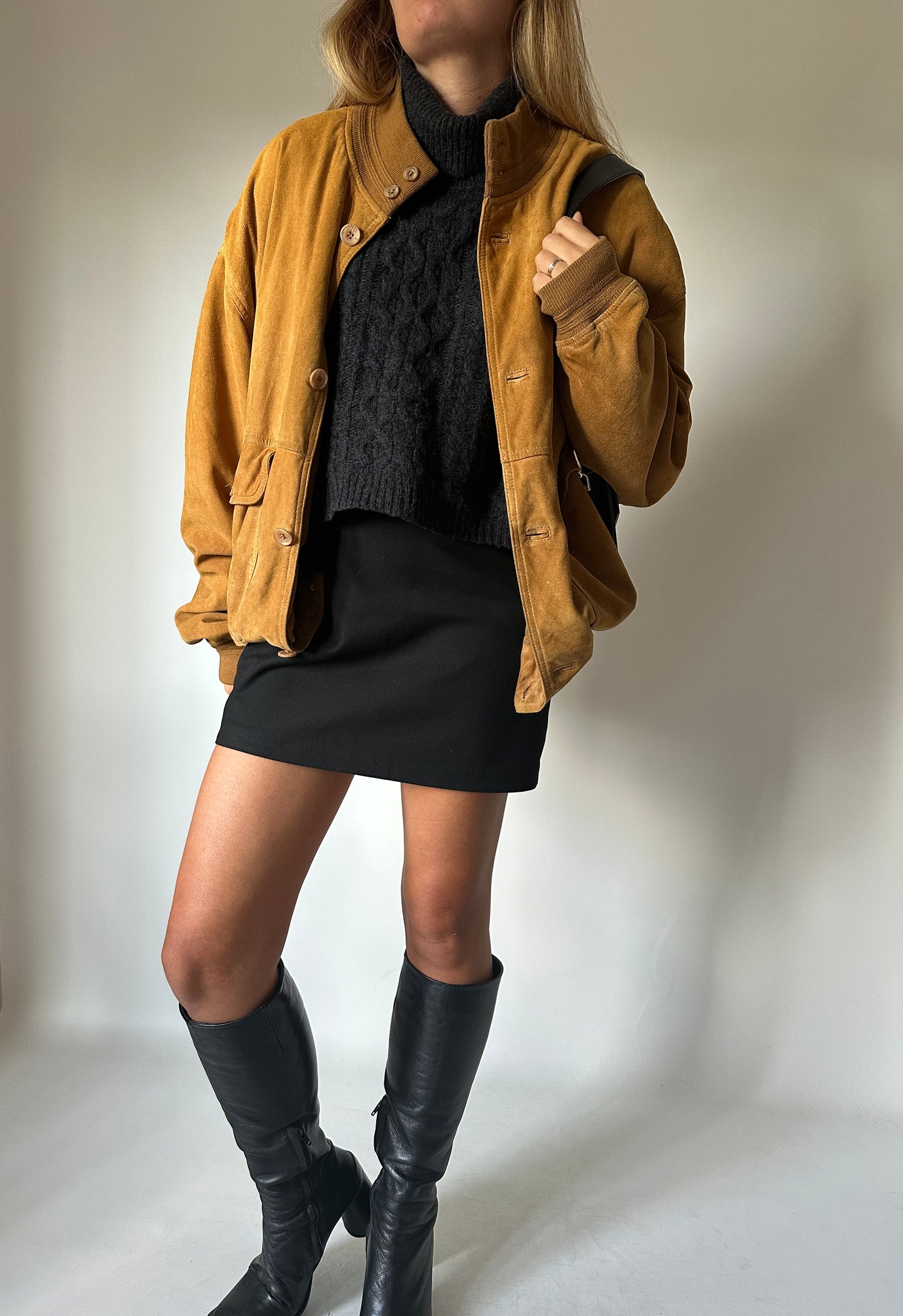 Caramel suede bomber