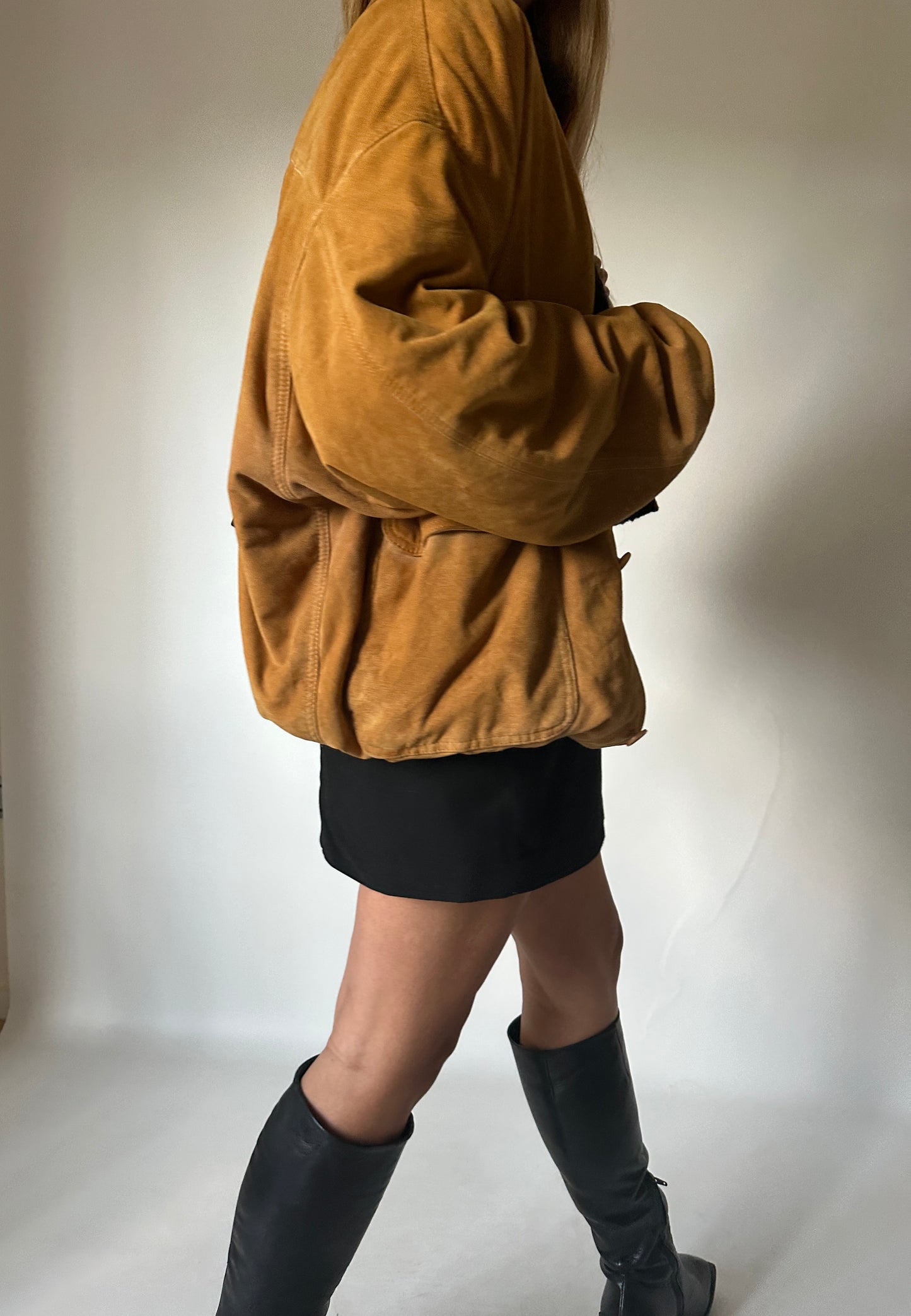 Caramel suede bomber