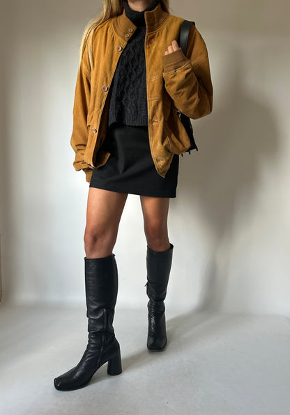 Caramel suede bomber