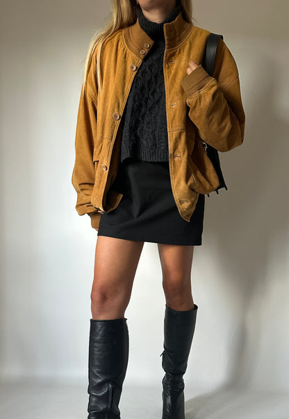 Caramel suede bomber