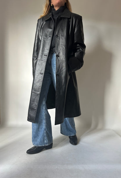 Iconic extra long leather trench