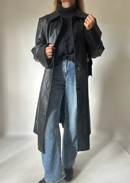 Iconic extra long leather trench