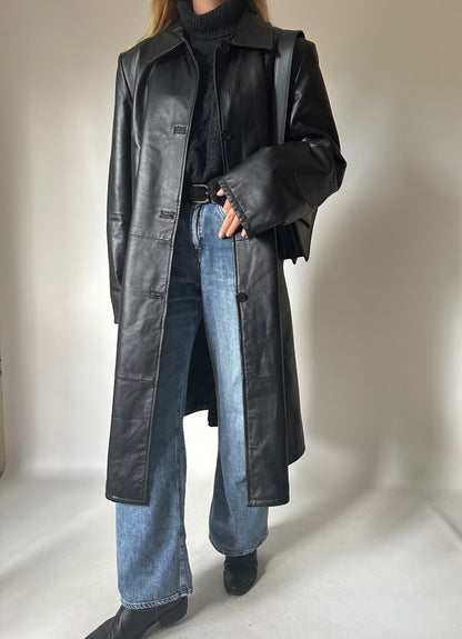 Iconic extra long leather trench