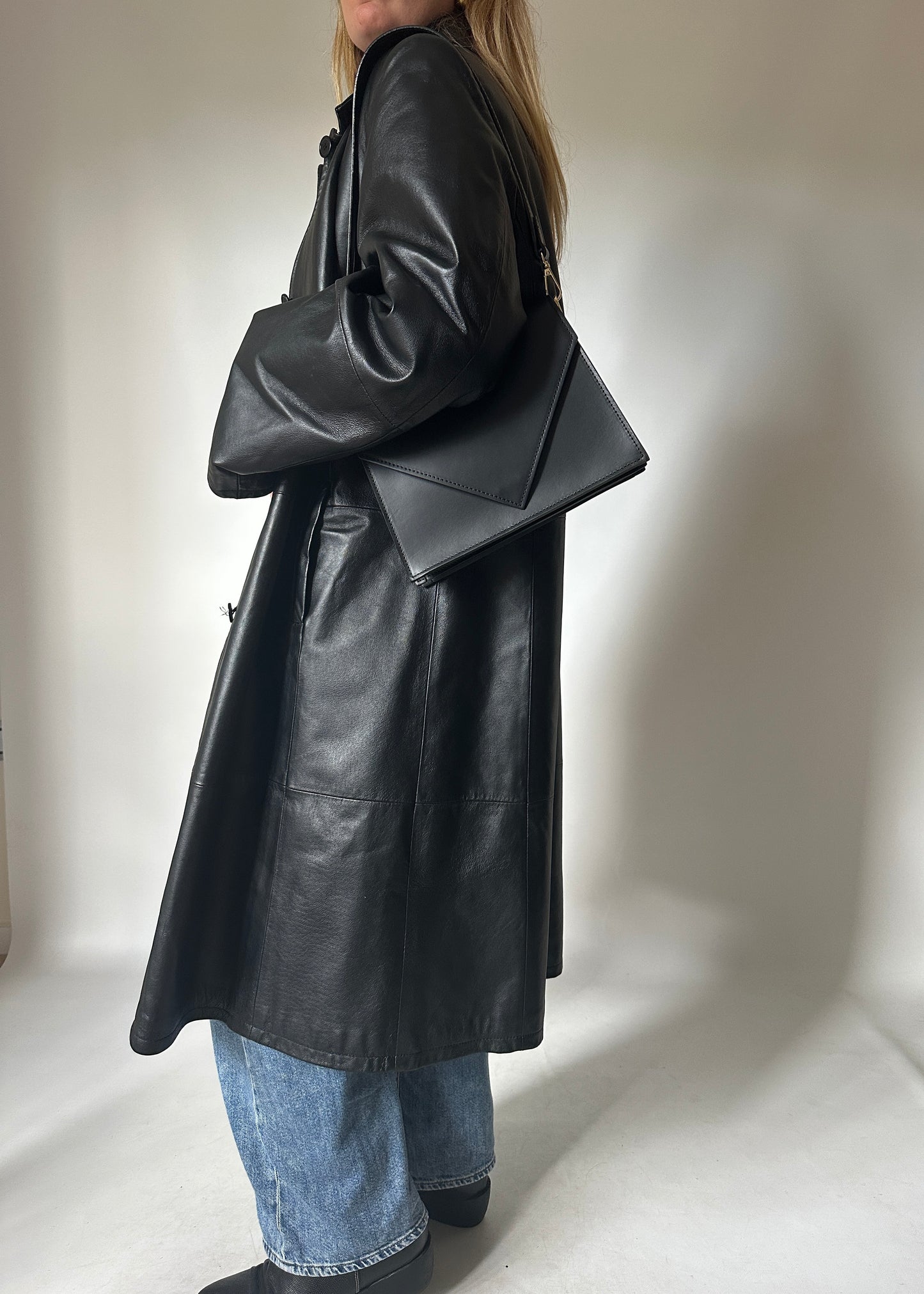 Iconic extra long leather trench