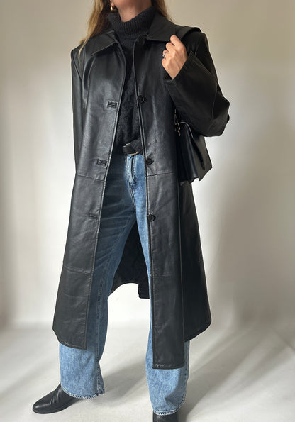 Iconic extra long leather trench