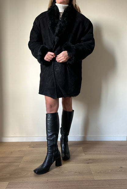 Oversize black Shearling