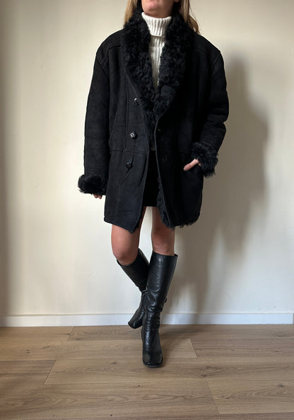 Oversize black Shearling