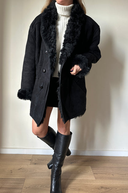 Oversize black Shearling