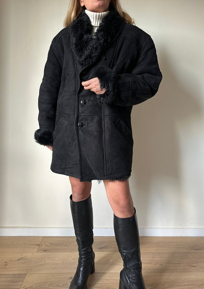 Oversize black Shearling