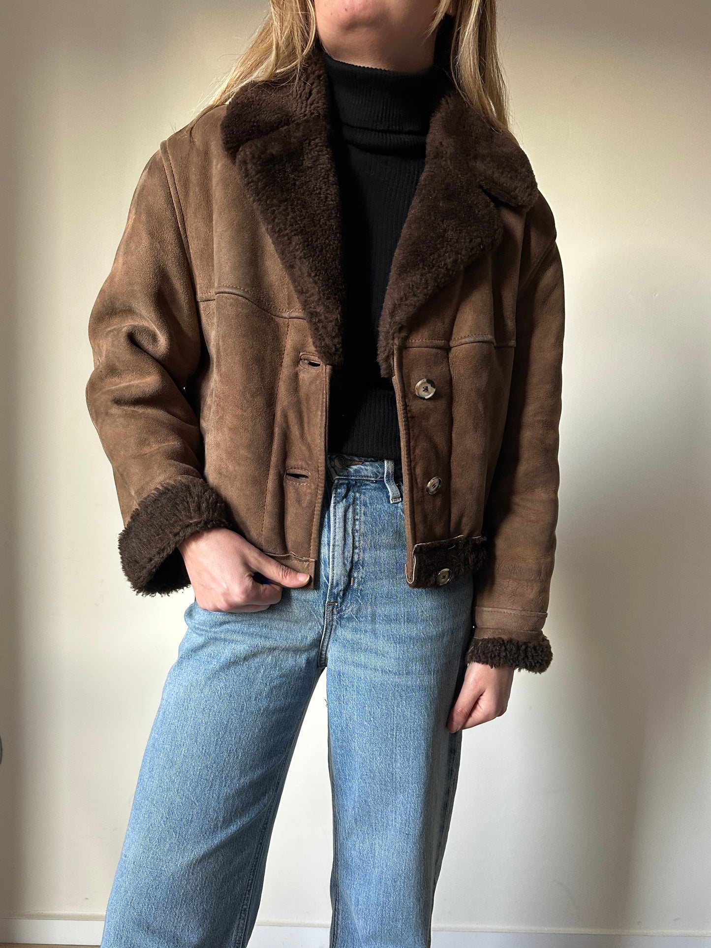 Brown petite shearling