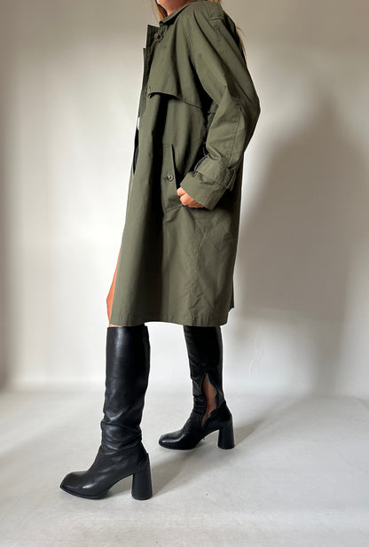 Trench verdone con interno in lana