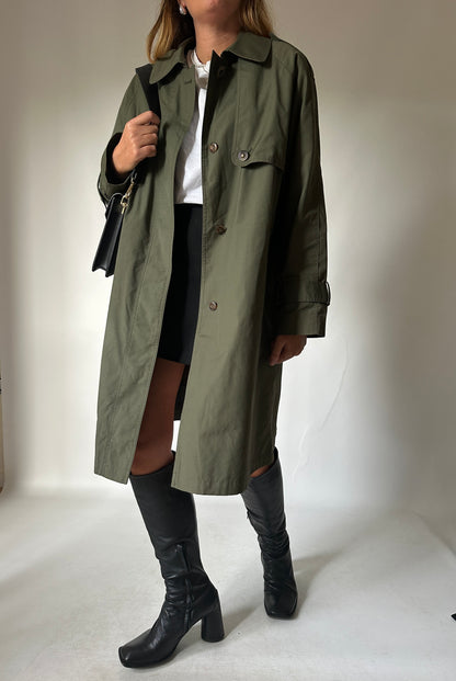 Trench verdone con interno in lana