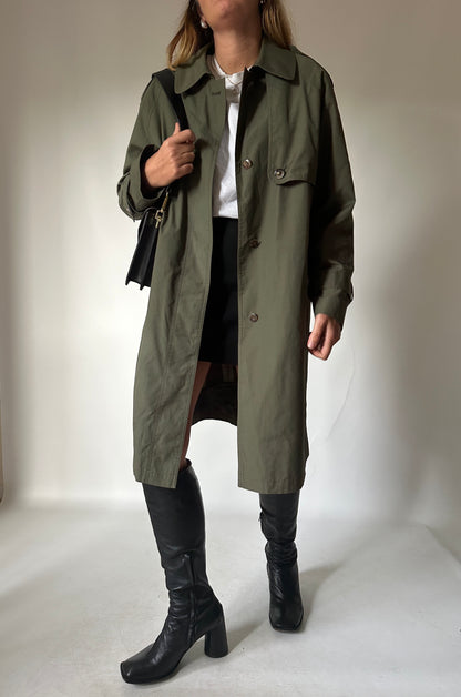 Trench verdone con interno in lana