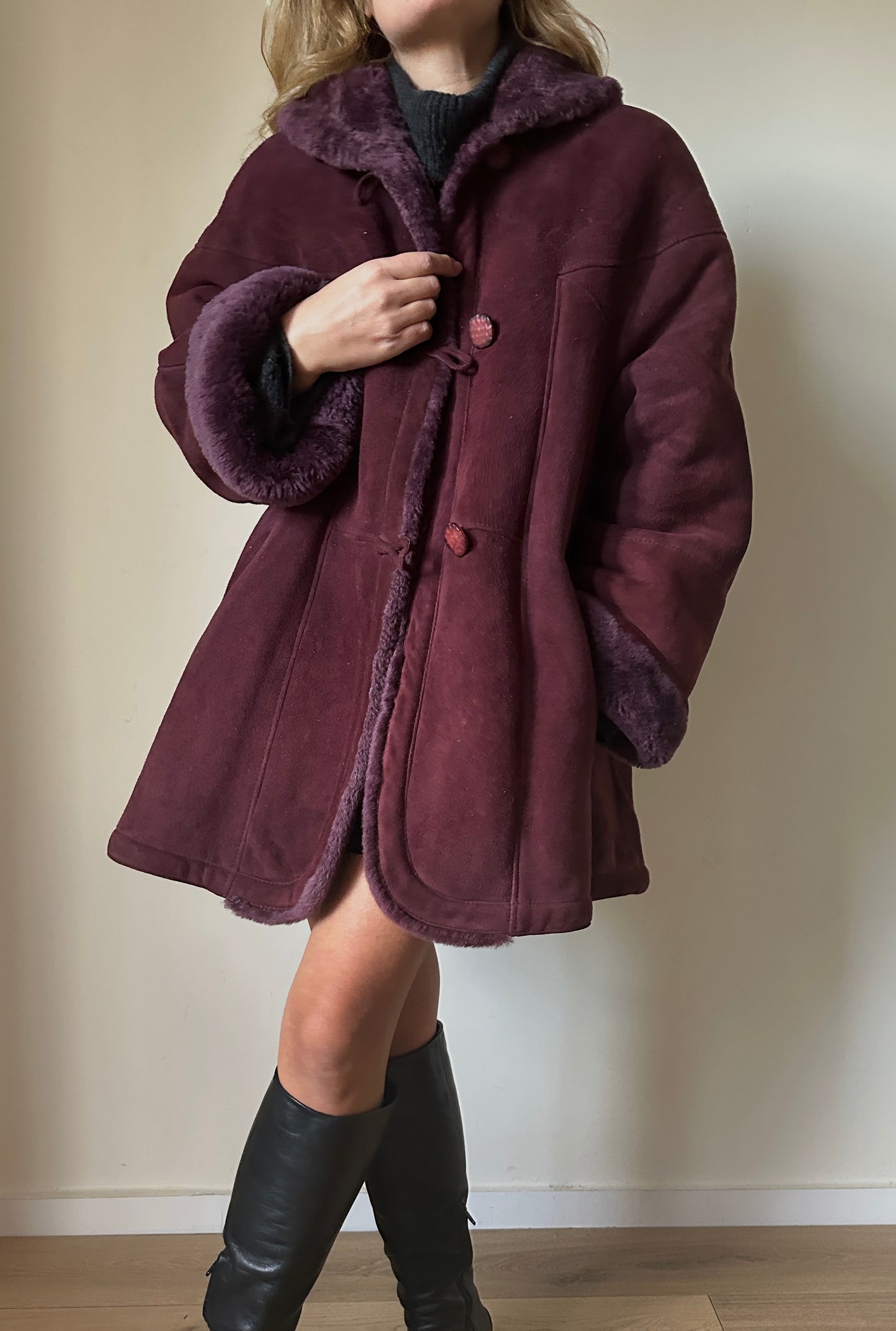 Burgundy unique Original Shearling