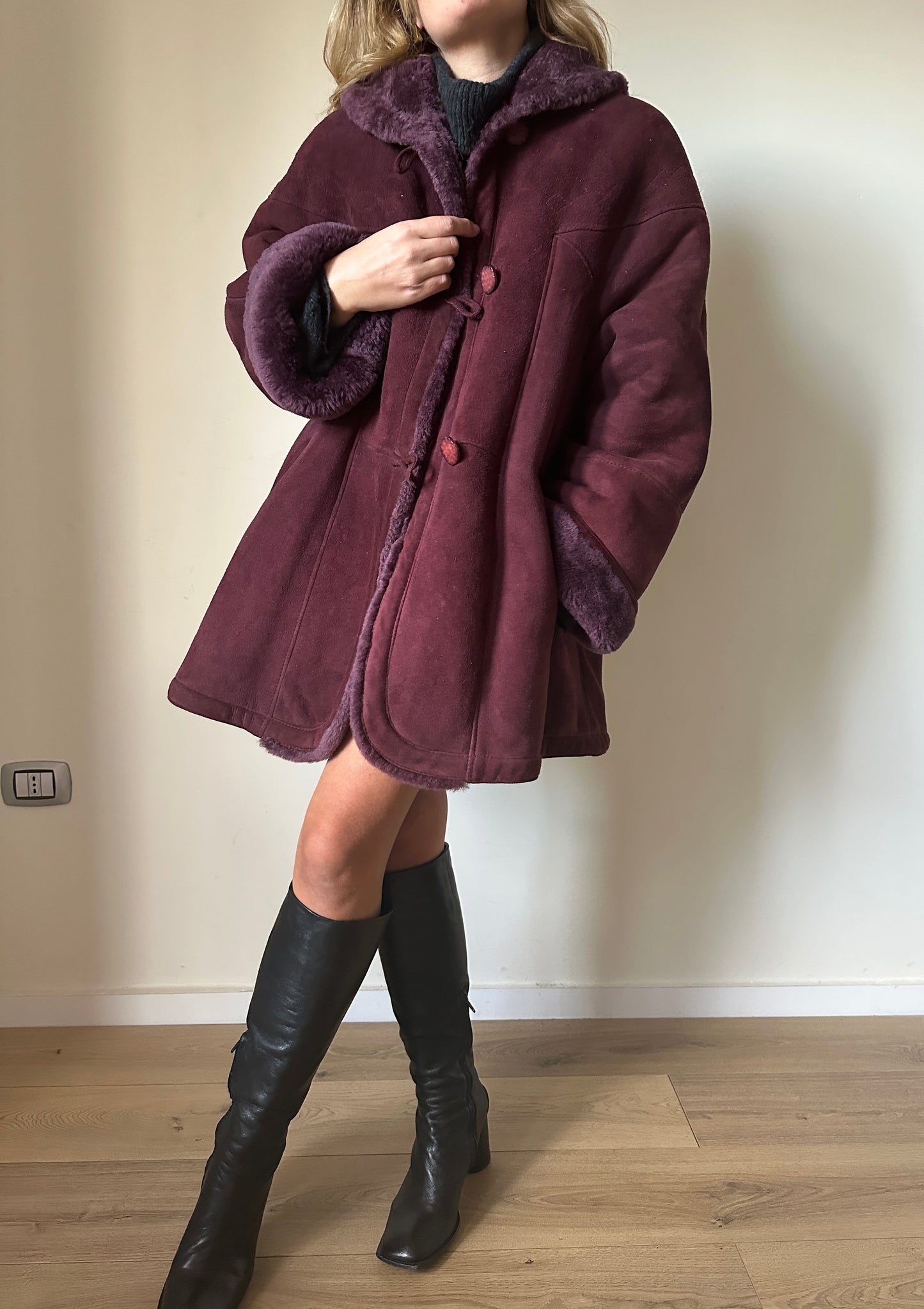 Burgundy unique Original Shearling