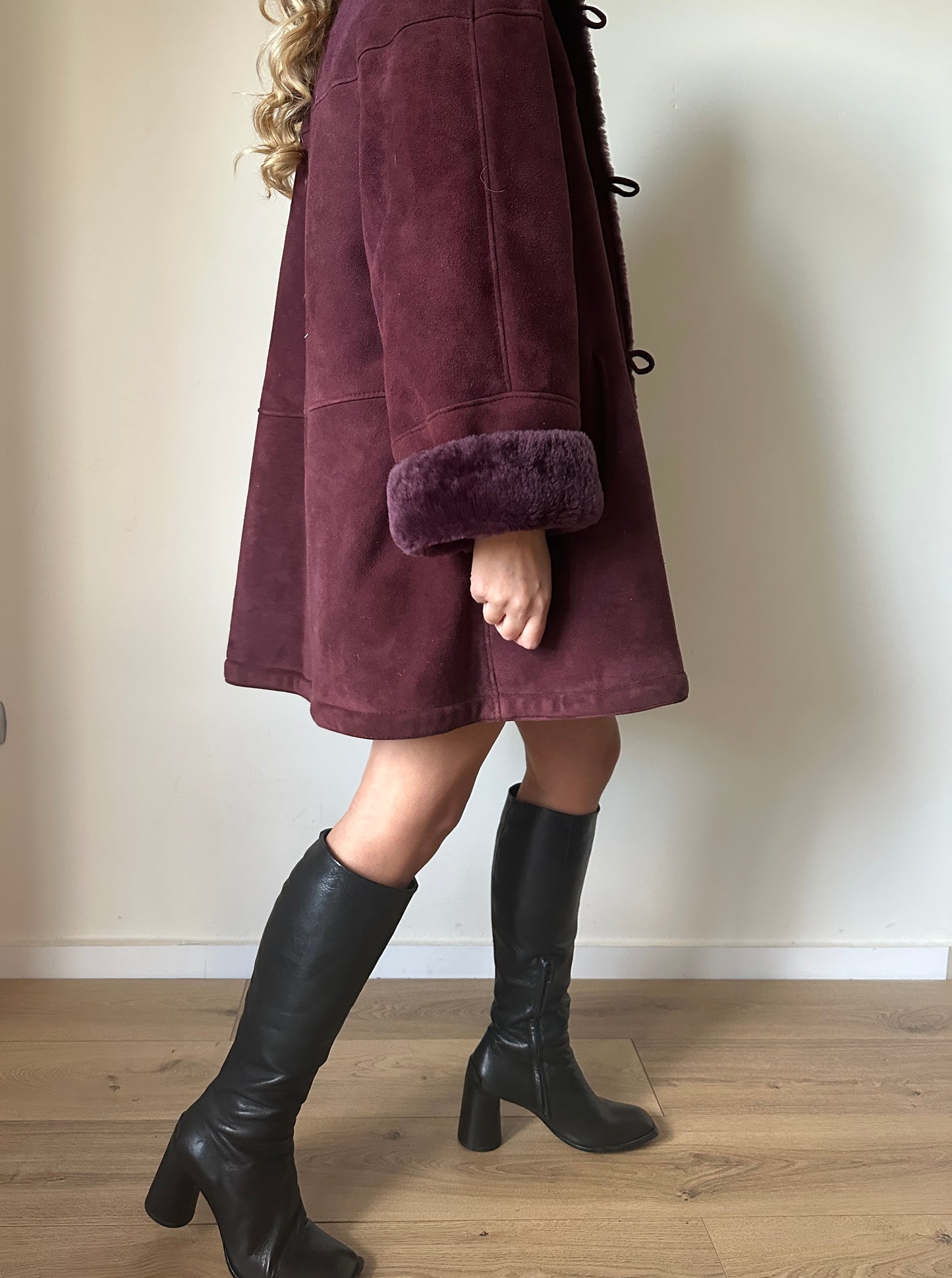 Burgundy unique Original Shearling