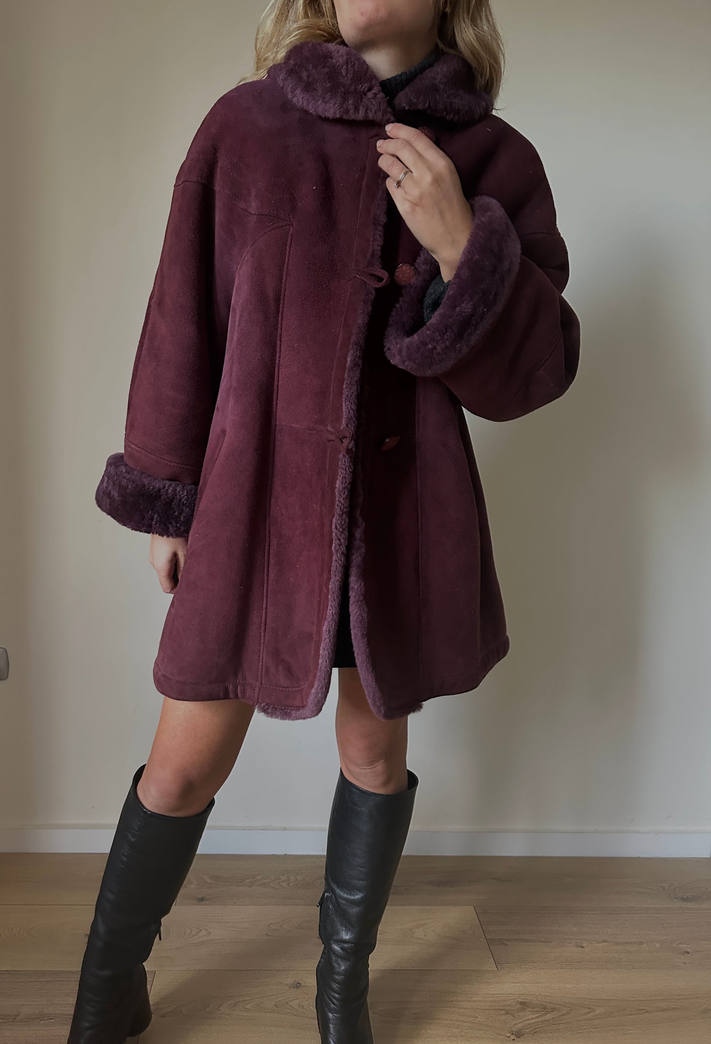 Burgundy unique Original Shearling