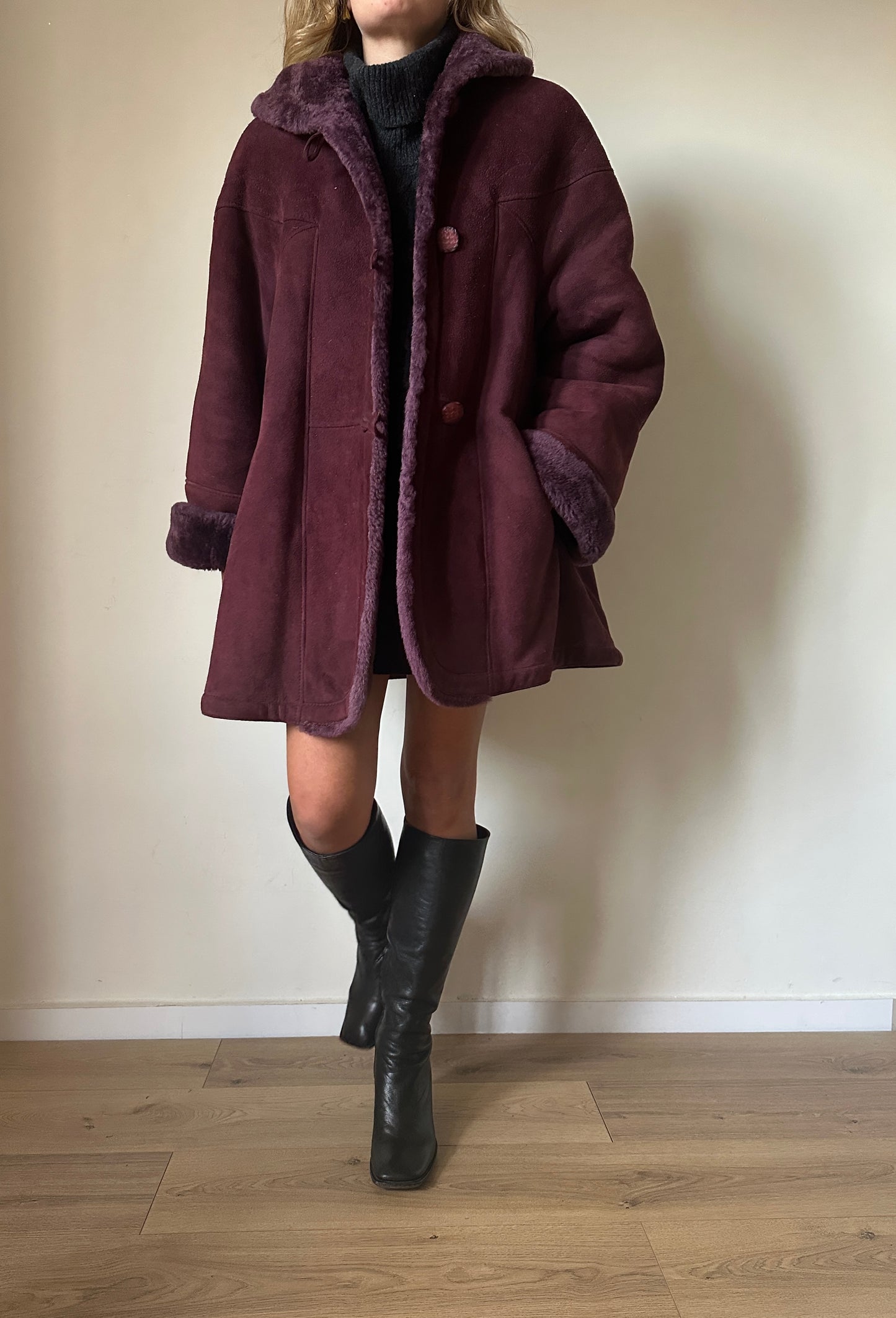 Burgundy unique Original Shearling