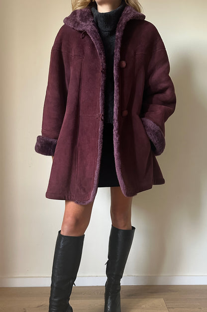 Burgundy unique Original Shearling