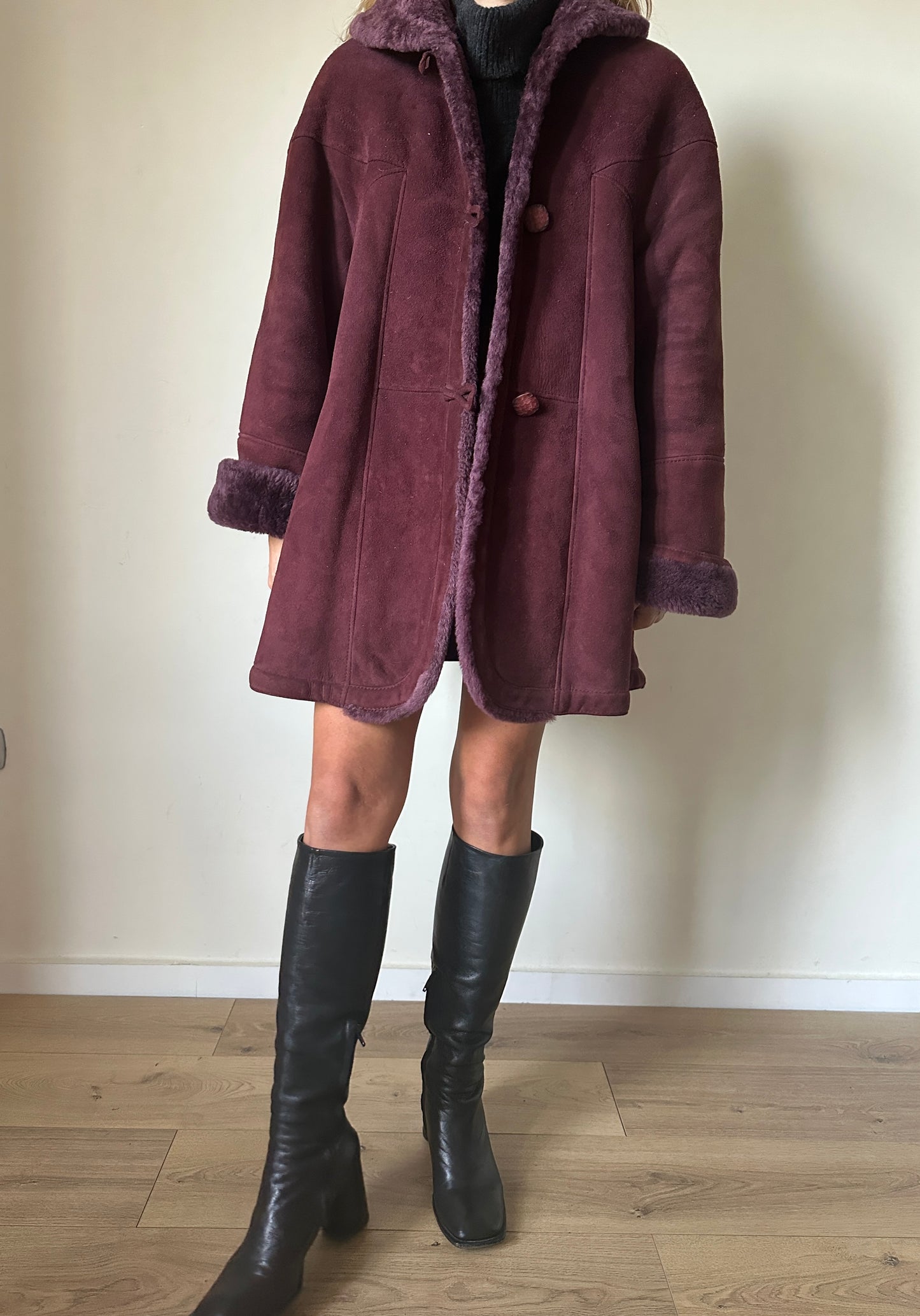 Burgundy unique Original Shearling