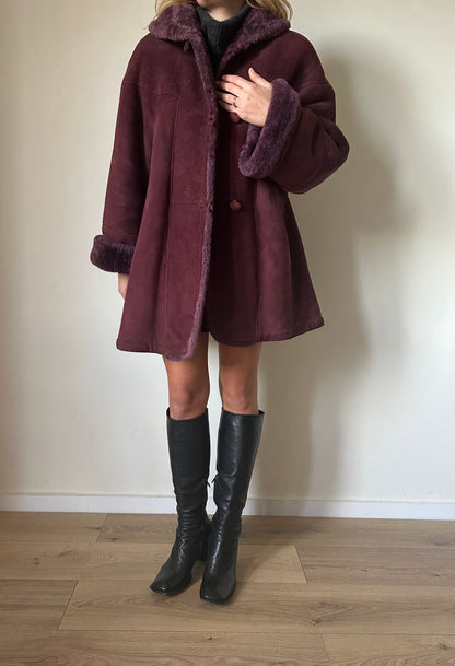 Burgundy unique Original Shearling