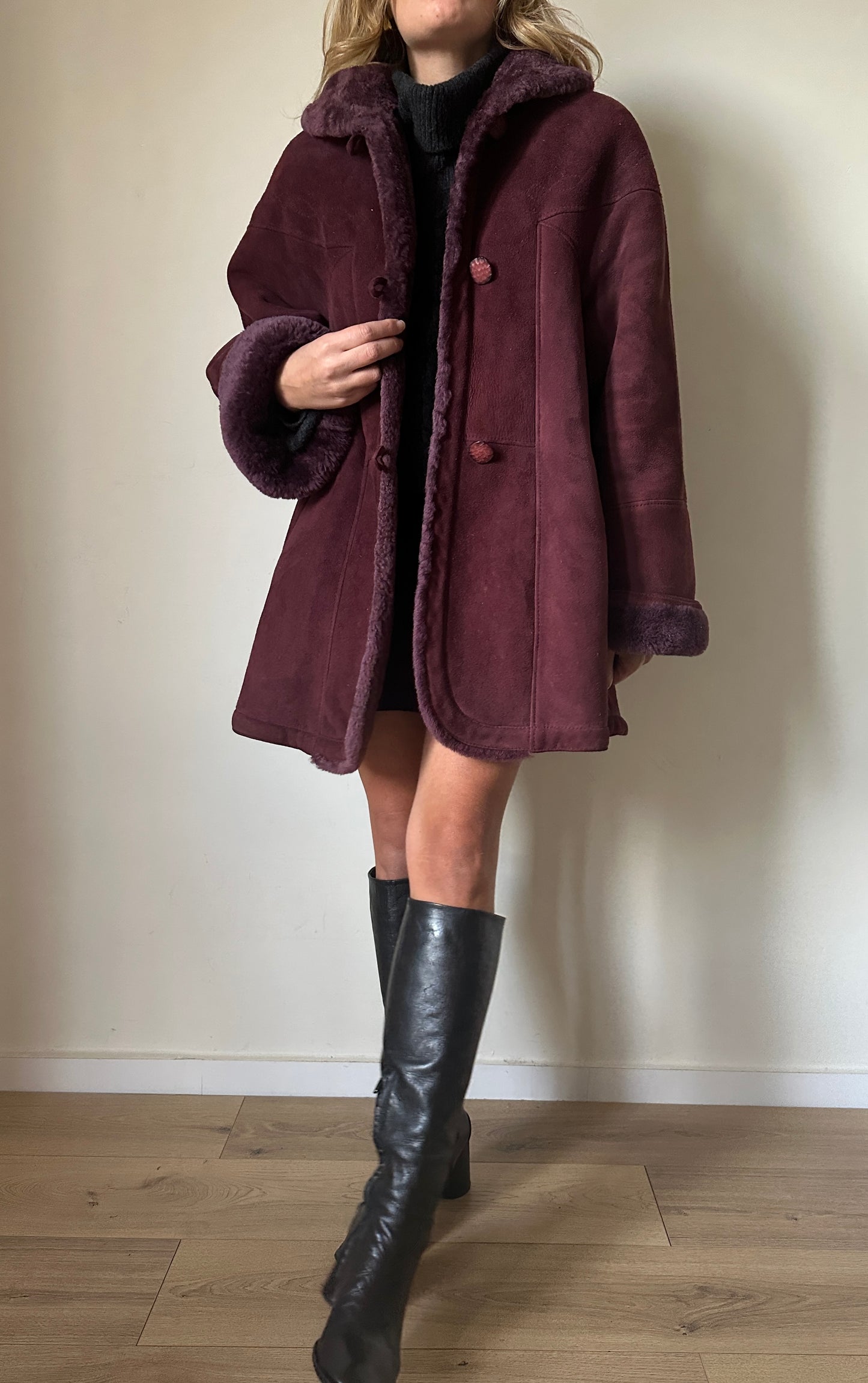 Burgundy unique Original Shearling