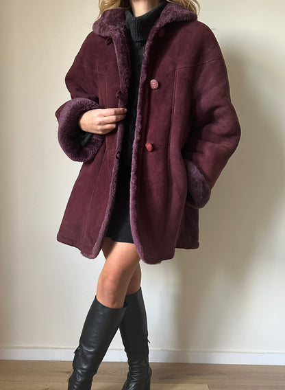 Burgundy unique Original Shearling