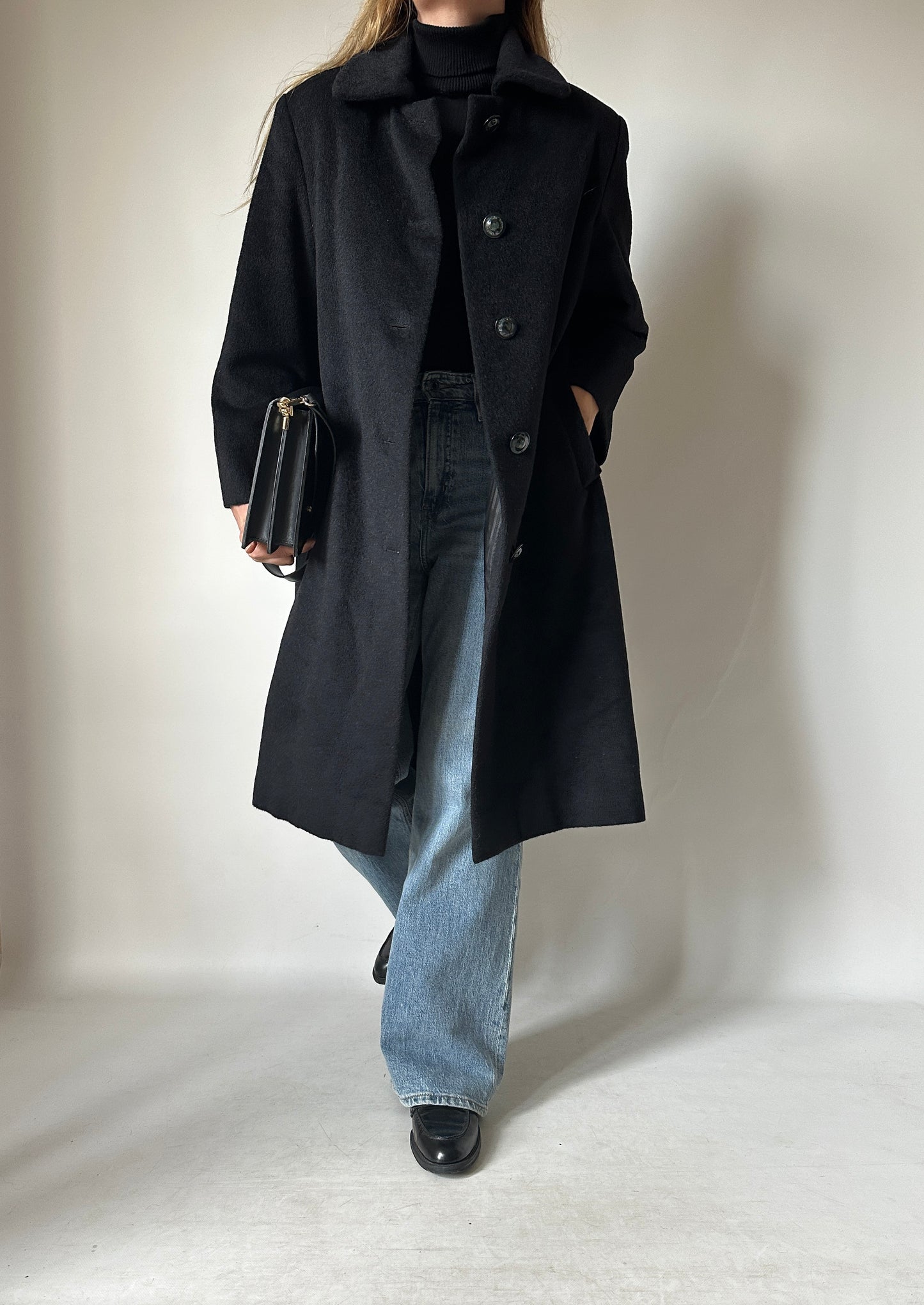 Wool and cachemire black coat