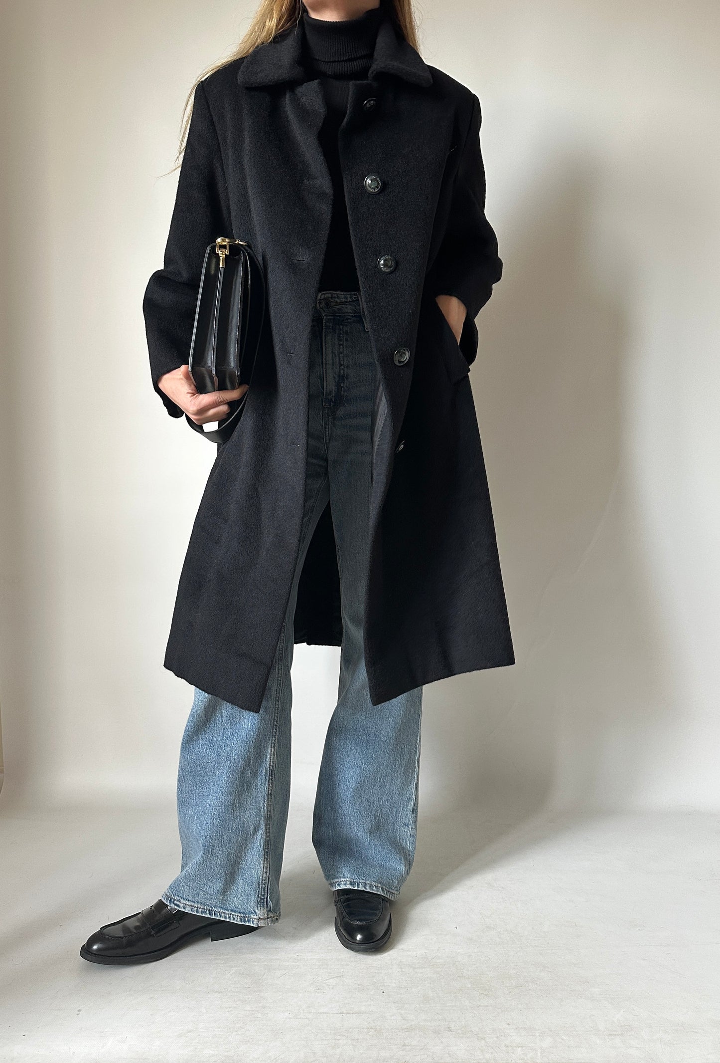 Wool and cachemire black coat