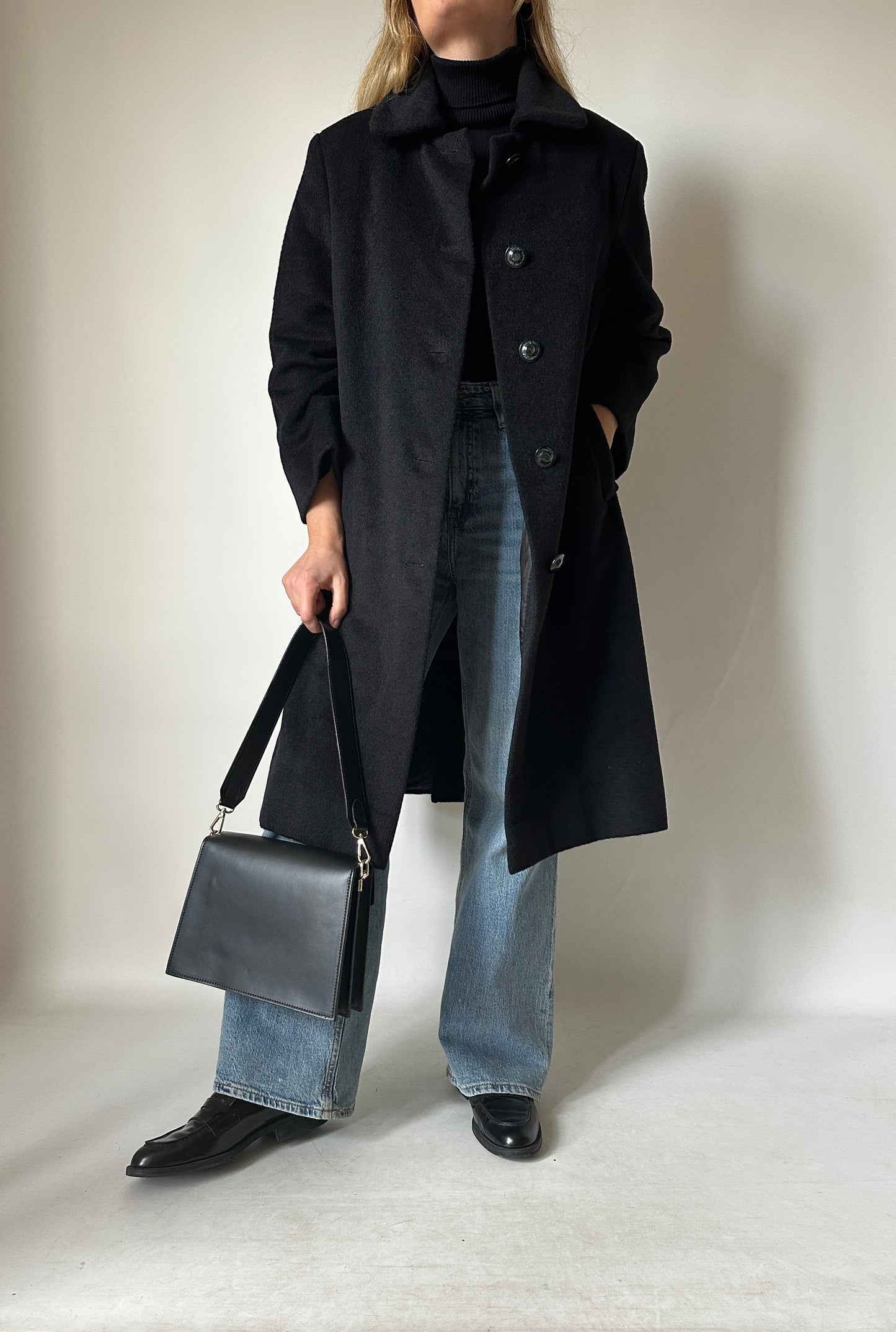 Wool and cachemire black coat