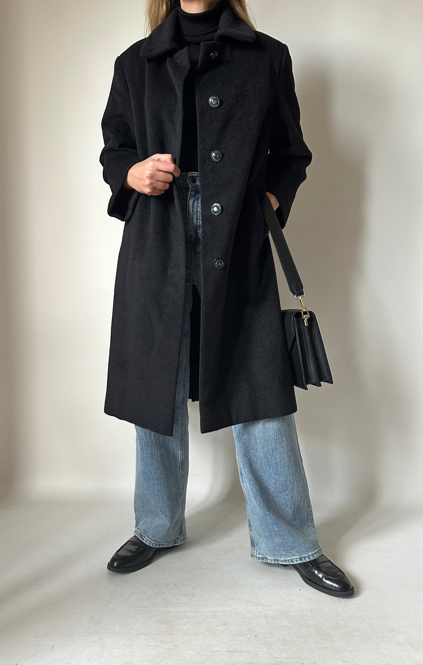 Wool and cachemire black coat