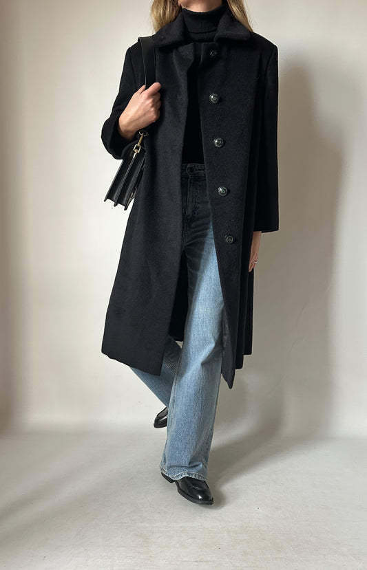 Wool and cachemire black coat