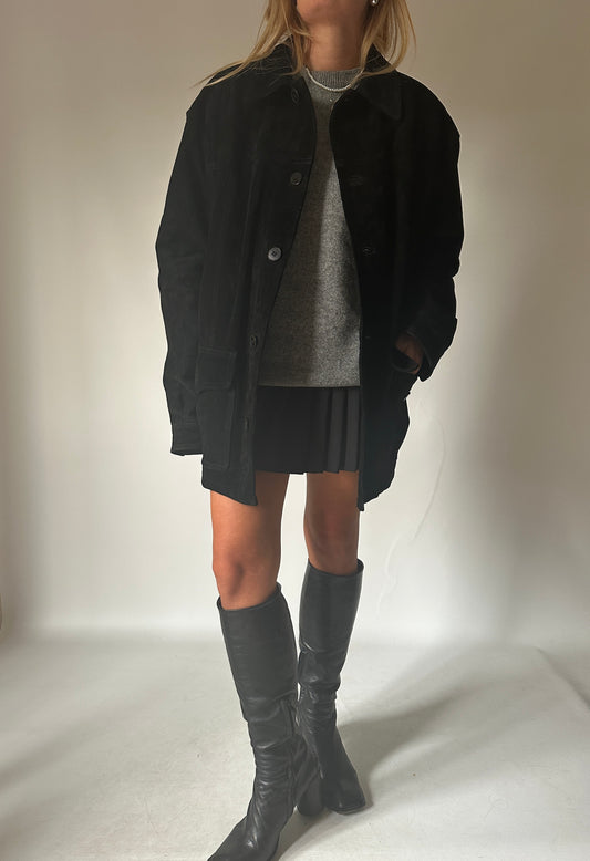 Black suede jacket coat