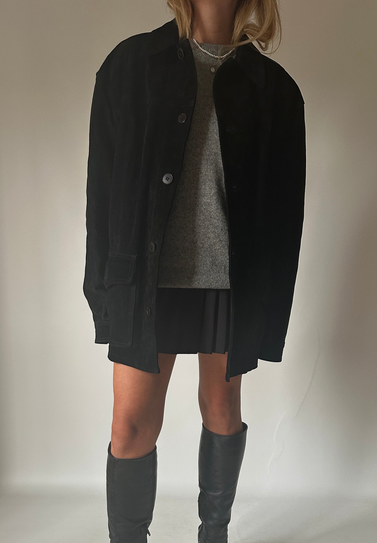 Black suede jacket coat