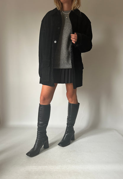 Black suede jacket coat