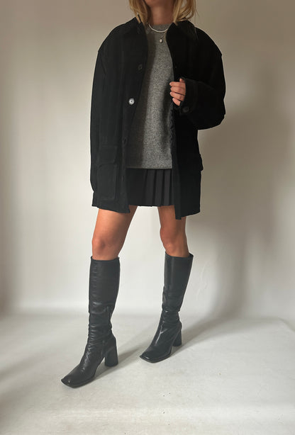 Black suede jacket coat