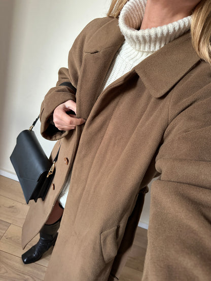 Long camel wool coat