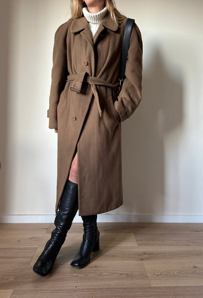 Long camel wool coat