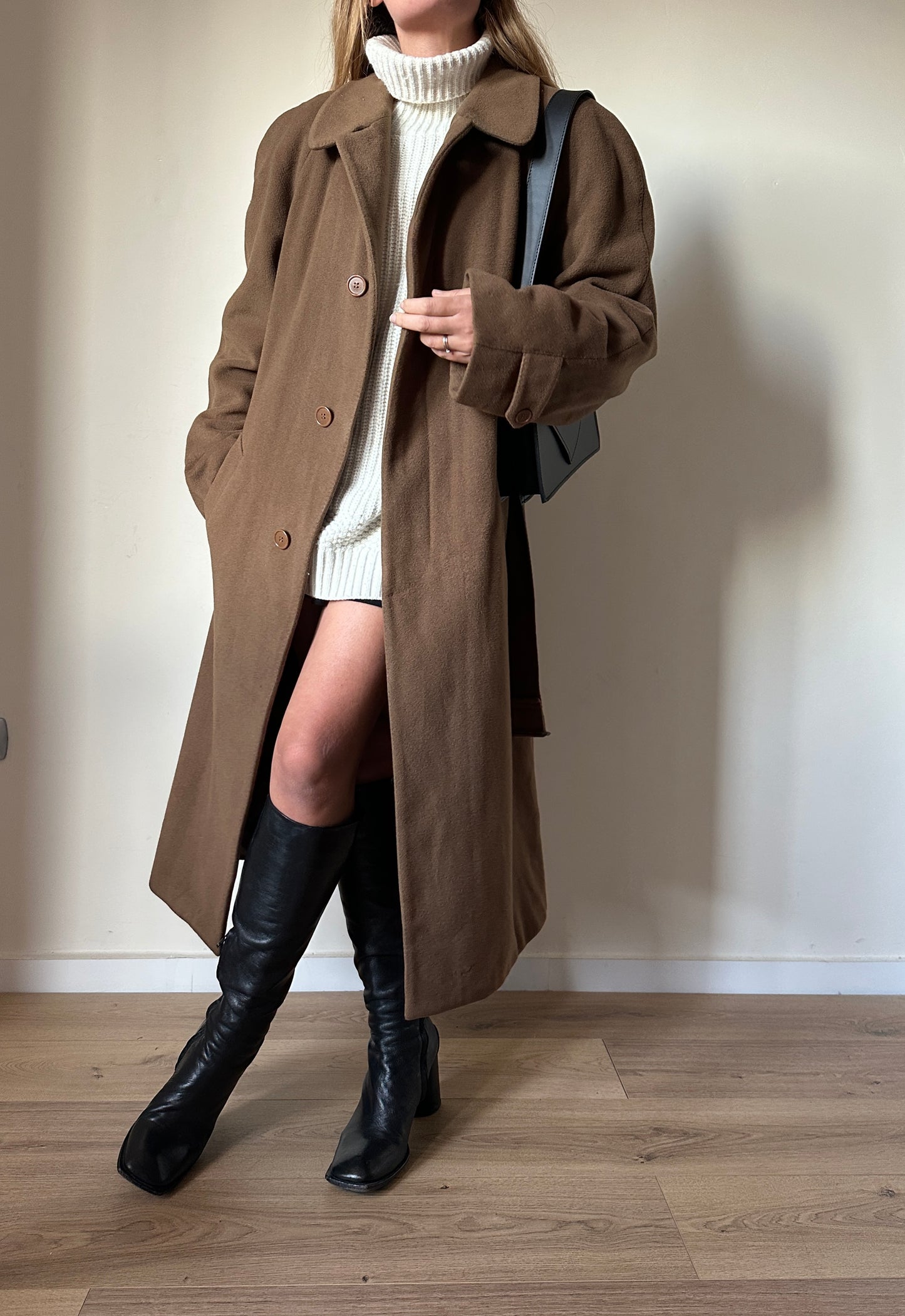 Long camel wool coat