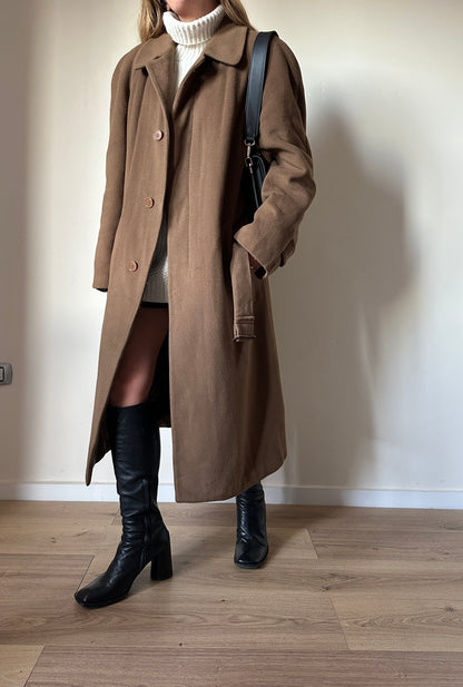 Long camel wool coat