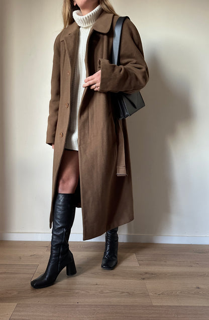 Long camel wool coat