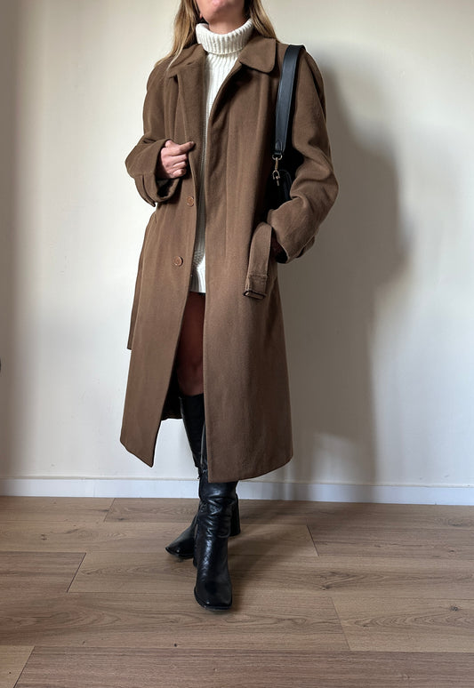 Long camel wool coat